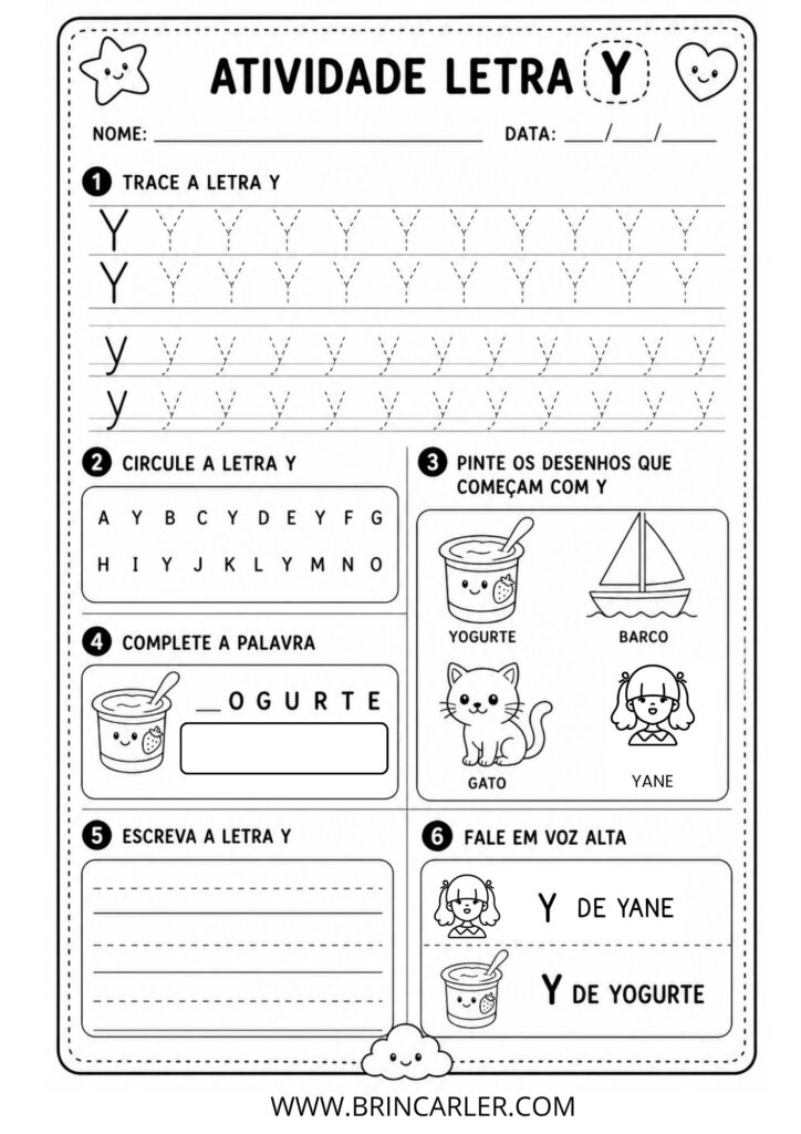 Atividades para Educação Infantil com a Letra Y para Imprimir 1 Atividades para educacao infantil atividade letra Y