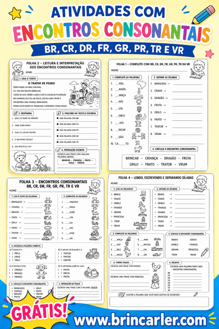 Exercícios com BR CR DR FR GR PR TR VR 1 Exercicios com BR CR DR FR GR PR TR VR