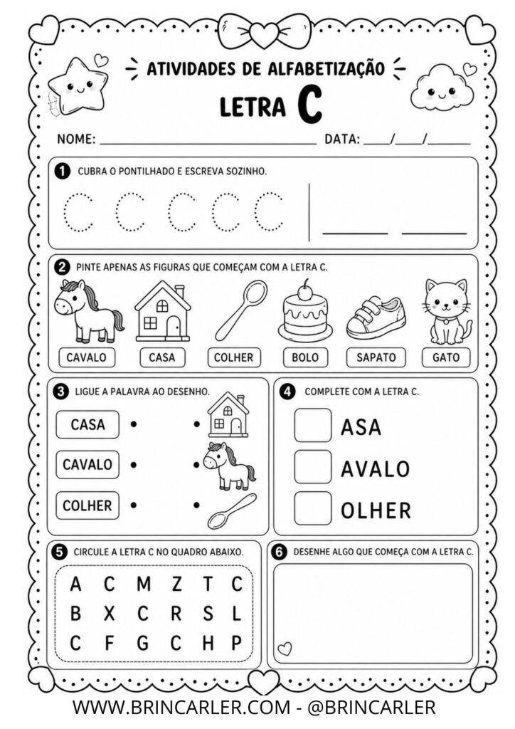 Atividades para Educação Infantil: Atividade de Alfabetização Letra C 1 3