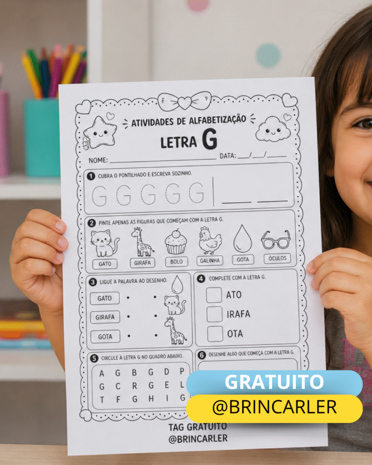 Atividades para Educação Infantil: Atividade de Alfabetização Letra G 10 @BRINCARLER