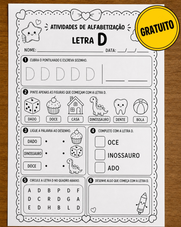Atividades para educação infantil: atividade de alfabetização letra D 4 Atividades para educacao infantil atividade de alfabetizacao letra D