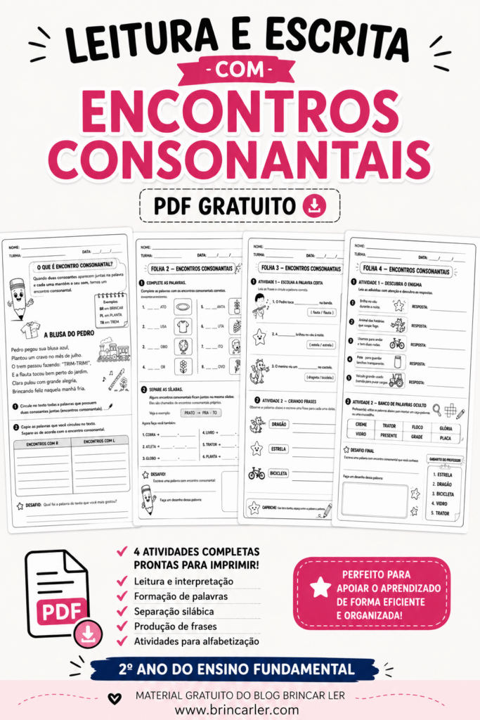 Leitura e Escrita com Encontros Consonantais PDF Grátis 1 Leitura e Escrita com Encontros Consonantais