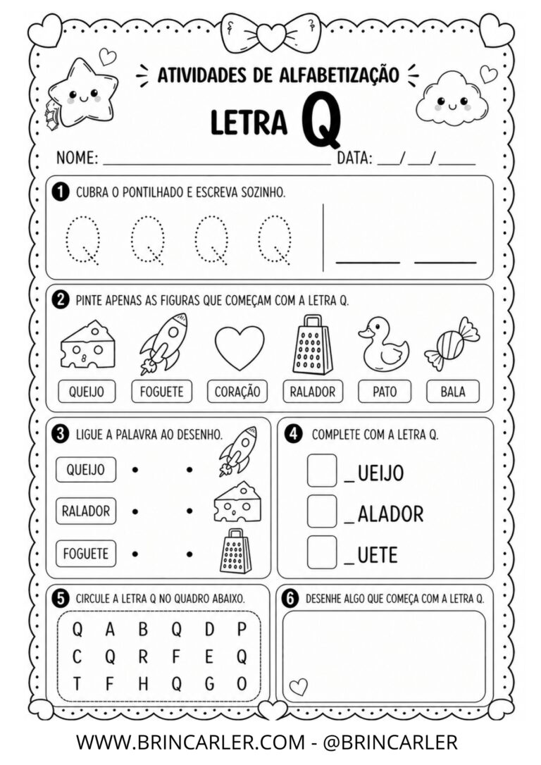 Atividades para Educação Infantil: Atividade de Alfabetização Letra Q 6 19
