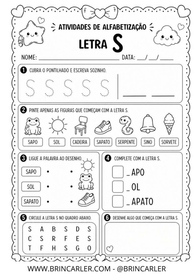 Atividades para Educação Infantil: Atividade de Alfabetização Letra S 5 21