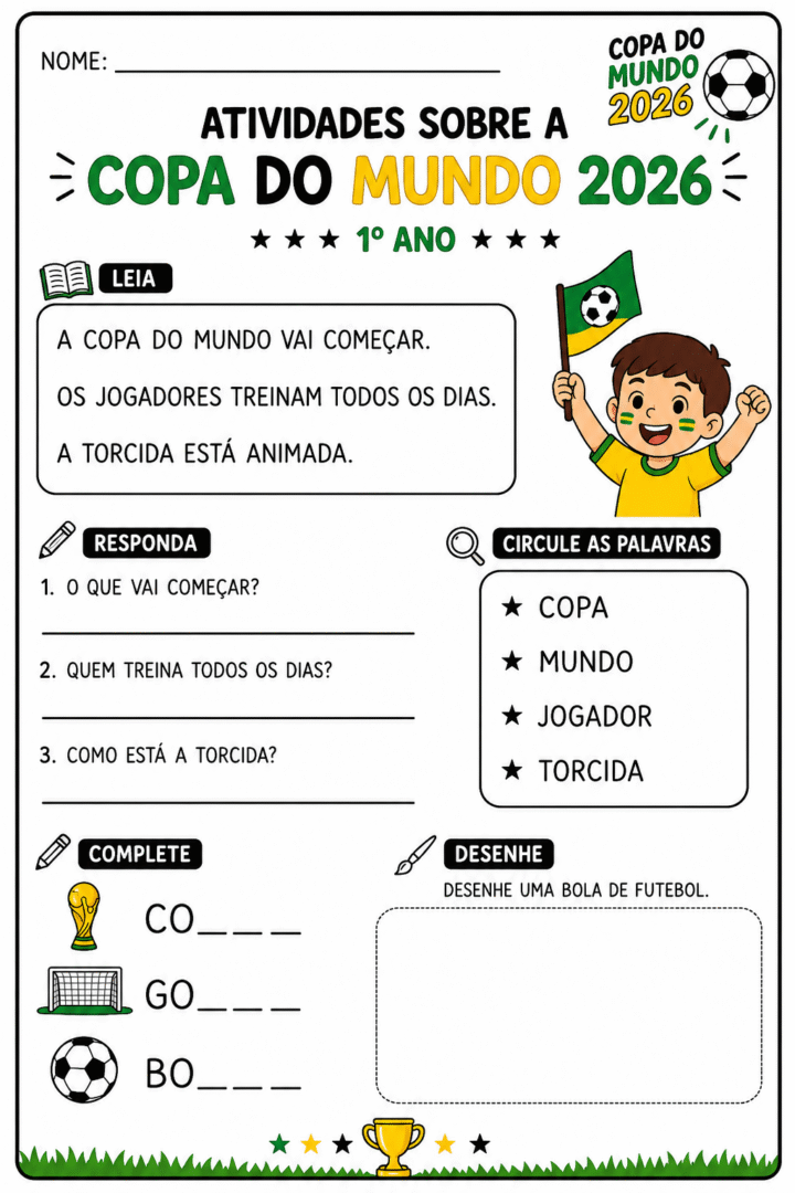 Atividades Copa do Mundo 2026 Para Imprimir Anos Iniciais 1