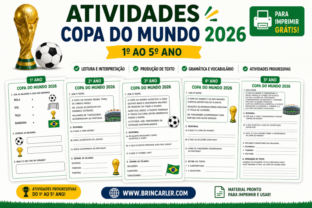 Atividades Copa do Mundo 2026 Para Imprimir Anos Iniciais