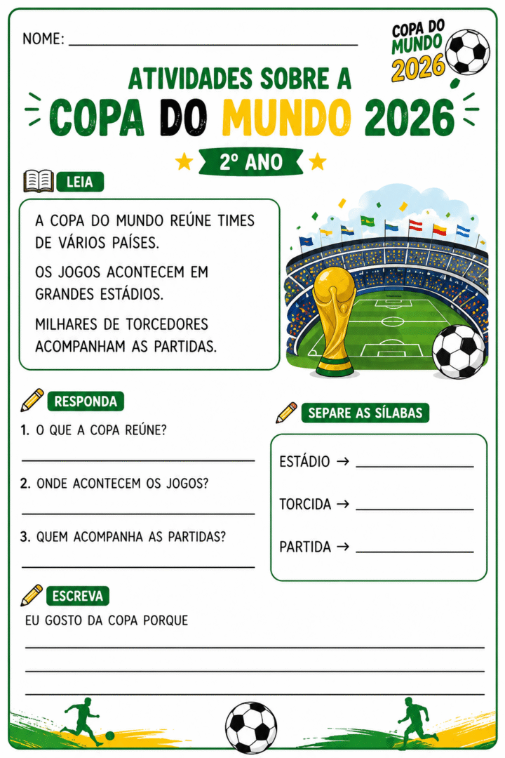 Atividades Copa do Mundo 2026 Para Imprimir Anos Iniciais 2