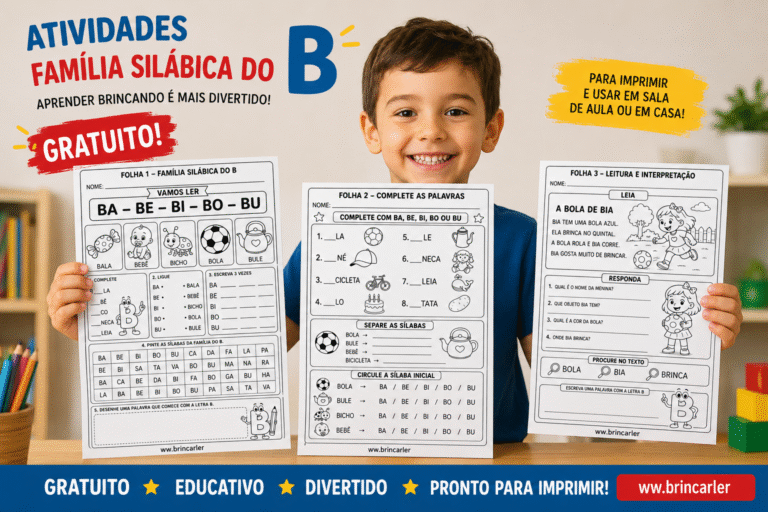 Atividades Família Silábica do B para Alfabetização 5 Atividades Familia Silabica do B para Alfabetizacao