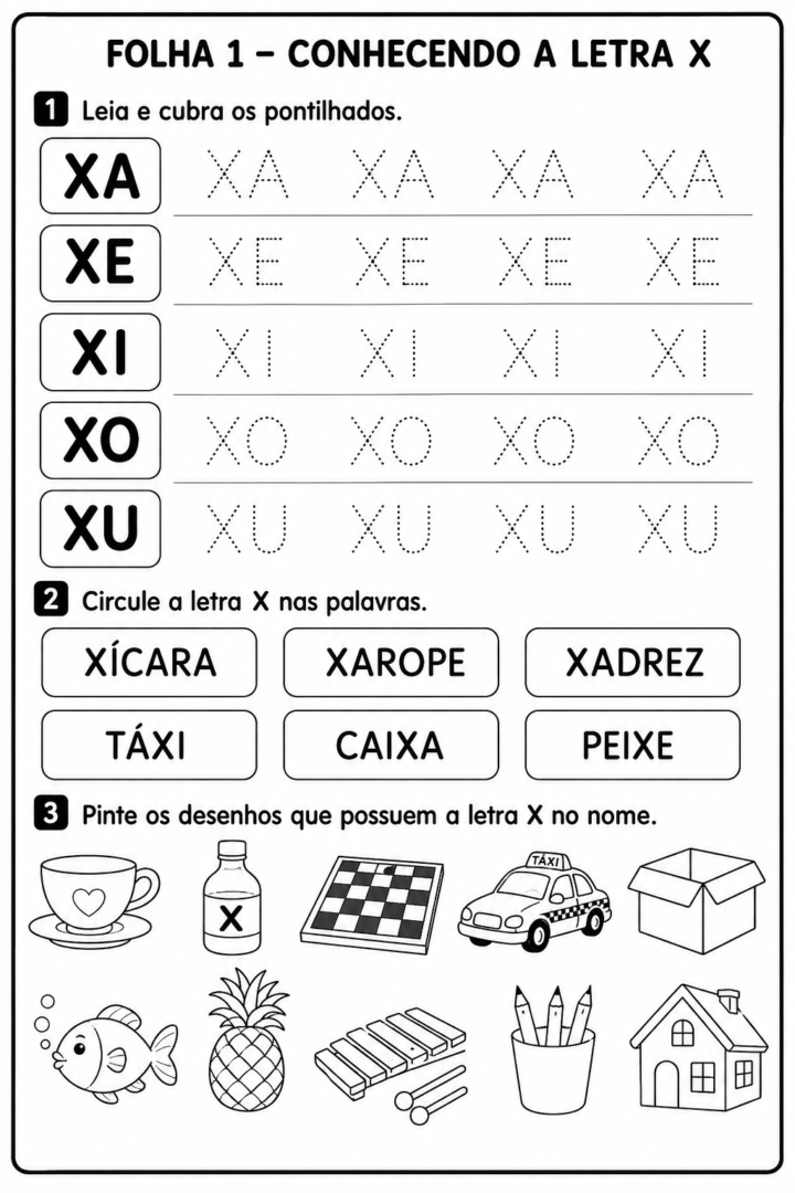 Atividades Família Silábica do X para Imprimir 1 Atividades Familia Silabica do X para Imprimir 1