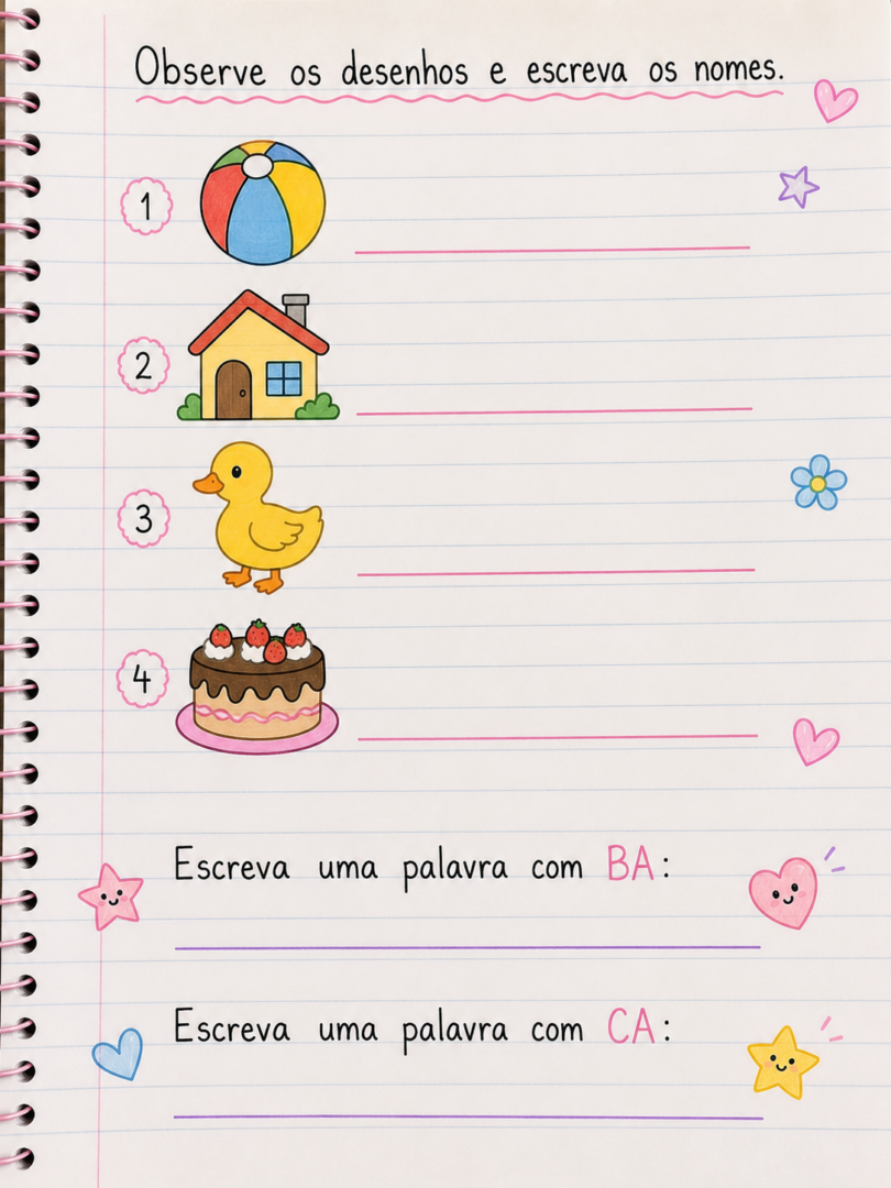 Atividades de Escrita com Sílabas Simples para Caderno 3 Atividades de Escrita com Silabas Simples 3