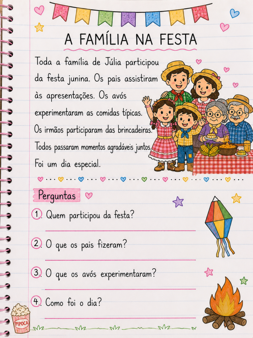 Atividades para Copiar no Caderno: Textos Curtos de Festas Juninas para Imprimir 8 Atividades para Copiar no Caderno Textos Curtos de Festas Juninas para Imprimir 2